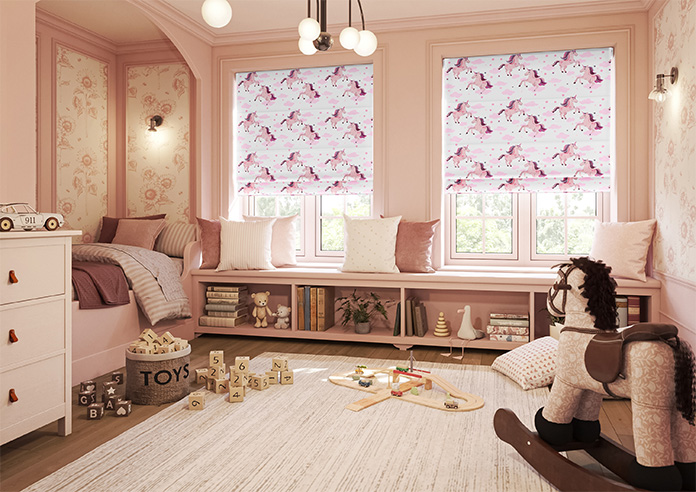 Unicorn Magic, Pink - Motorised Roman Blind - Image 6